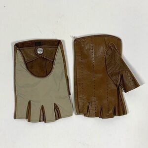Men's Brown Leather Driving Gloves - Fingerless Style